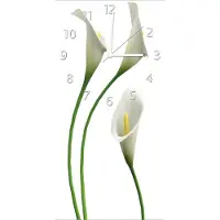Wallario Design Wanduhr bedruckt, Größe 30 x 60 cm, Motiv: Callas weiß gelb