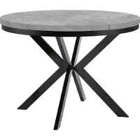 Dekori.Interiors Runder Esstisch Schwarz ENDIK 90/140 cm ausziehbar, Atelier Hell mit Ring-Gestell – Industrial, Loft