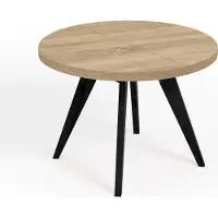 Dekori.Interiors Runder ausziehbarer Esstisch Schwarz LORA 90/190 cm, Eiche Sonoma mit Buchenholzgestell – Skandi, Loft