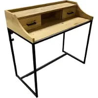 CasaDolce Casa Dolce Büroschreibtisch BALCIA, braun, 100x50x94 cm, 1 Ablage über Tischplatte, 2 Schubladen, schwarzes Metallgestell