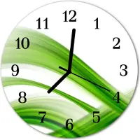 Tulup Glasuhr Wanduhr Küchenuhr Echt-Glas 30fi cm Abstrakte Welle grün