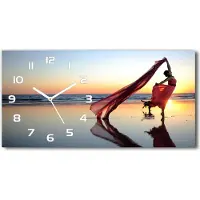 Tulup Wanduhr aus Glas – 60x30 cm - Glasbild - Glasuhr - Gehärtetes Glas - weisse-zeiger - Tanzen Frau