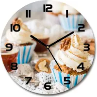 Tulup Wanduhr aus Glas 30fi Glasbild Glasuhr Gehärtetes Glas - schwarze-zeiger - Cupcakes