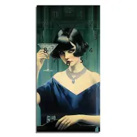 Wallario Design Wanduhr Cocktailabend aus Echtglas, Größe 30 x 60 cm