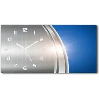 Tulup Wanduhr aus Glas – 60x30 cm - Glasbild - Glasuhr - Gehärtetes Glas - weisse-zeiger - Metallisch motiv