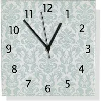 Wallario Design Wanduhr Königliche Schnörkelei in weiß und grün aus Aluverbund, Größe 30 x 30 cm