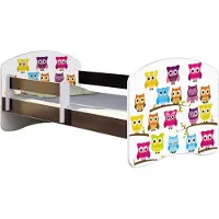 ACMA Jugendbett Kinderbett Junior-Bett Komplett-Set mit Matratze Lattenrost und Rausfallschutz Wenge 31 Eule 160x80