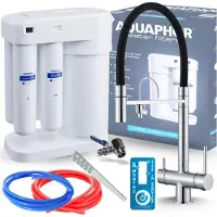 ARI Aquaphor Morion 101S RO Trinkwasserfilter-Set + HighFlex Dreiwege-Küchenarmatur - SILBER CHROM