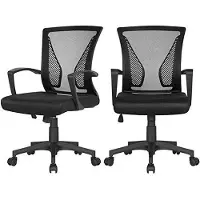 Yaheetech 2x Bürostuhl Schreibtischstuhl ergonomischer Drehstuhl Chefsessel höhenverstellbar Sportsitz Mesh Netz Stuhl Schwarz