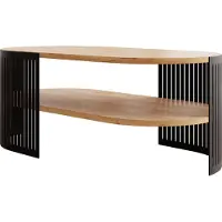 Mirjan 24 Couchtisch Fikoli Oval II, Wohnzimmer Kaffeetisch, Gestell aus Stahl (Farbe: Schwarz / Eiche Craft Gold)