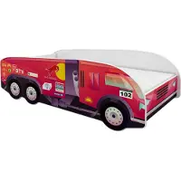 ACMA Jugendbett Kinderbett Auto-Bett Junior LKW-TrackBett Komplett-Set mit Matratze Lattenrost und Rausfallschutz 160x80, 03
