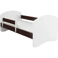 ACMA II Jugendbett Kinderbett 140 x 70 cm Junior-Bett Komplett-Set mit Matratze Lattenrost und Rausfallschutz Weiß / Holz Wenge, Kinderzimmer