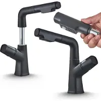 ARI Waschbeck armatur, Wasserhahn Bad Filo, Schwarz, Hochdruck, mit Regulierung von Wasserfluss und Wassertemperatur