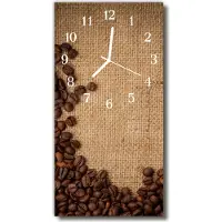 Tulup Glasuhr Wanduhr Küchenuhr Echt-Glas 30x60 Kaffeebohnen Braun