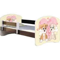 ACMA Jugendbett Kinderbett Junior-Bett Komplett-Set mit Matratze Lattenrost und Rausfallschutz Wenge 12 Welpen 180x80