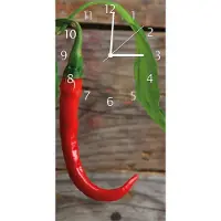 Wallario Design Wanduhr bedruckt, Größe 30 x 60 cm, Motiv: Hängende Chili-Schote