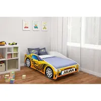 ACMA Jugendbett Kinderbett Auto-Bett Junior Cars Bett Komplett-Set mit Matratze, Lattenrost und Rausfallschutz 160x80 cm - CAR-10 + NAME
