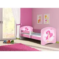 ACMA Jugendbett Kinderbett Junior-Bett Komplett-Set mit Matratze Lattenrost und Rausfallschutz Rosa 07 Rosa Fee 180x80