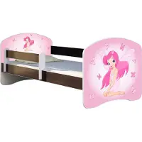 ACMA Jugendbett Kinderbett Junior-Bett Komplett-Set mit Matratze Lattenrost und Rausfallschutz Wenge 07 Rosa Fee 140x70