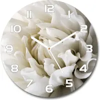 Tulup Wanduhr aus Glas 30fi Glasbild Glasuhr Gehärtetes Glas - weisse-zeiger - White dahlia