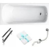 Cersanit | Badewanne - Rechteckig Badewanne Nao - 160 x 70 Cm - Mit Syphon Und Füßen - Acryl - Weiß