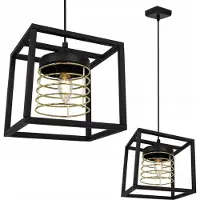 Light11 HOME Rasti Cage Hängelampe - Deckenlampe für Wohnzimmer Schlafzimmer und Esszimmer- Pendelleuchte aus Metall und Glas - E27 - Gold - 1-Flammig