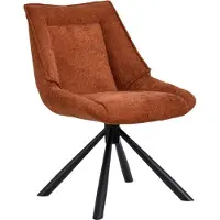 Duhome Esszimmerstuhl Ergonomischer Küchenstuhl 180° drehbar Stuhl aus Chenille Stoff und Metallgestell Loungestuhl mit Rückstellfunktion, Orange