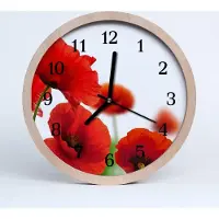 Tulup Holzuhr 30fi cm wanduhr - Mohnblumen
