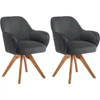 CasaDolce Casa Dolce Esszimmerstuhl MONTANA, 2er-Set, 63x64,5x89 cm, gepolstert, grün und schwarz, 180° drehbar, Eschenholzsockel