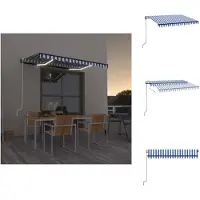 vidaXL Automatische Markise mit LED Windsensor 350x250 cm Blau Weiß - Markisen