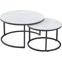 CasaDolce 2er Set Couchtisch TANINA, weiß, 80x41 und 60x37 cm, runde Tischplatten, Sinterstein, Marmormuster