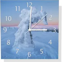 Wallario Design Wanduhr Schneeskulptur aus Aluverbund, Größe 30 x 30 cm