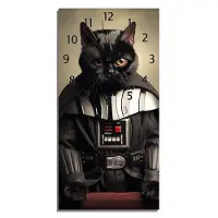 Wallario Design Wanduhr Katze im Kostüm aus Echtglas, Größe 30 x 60 cm