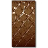 Tulup Glasuhr Wanduhr Küchenuhr Echt-Glas 30x60 Rauten Braun