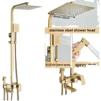OEM Duscharmatur-Set, stilvolles Design, langlebige Messingkonstruktion, gebürstetes Gold 4-8