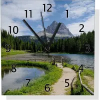 Wallario Design Wanduhr See in Berglandschaft aus Aluverbund, Größe 30 x 30 cm