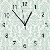 Wallario Design Wanduhr Königliche Schnörkelei in weiß und grün aus Echtglas, Größe 30 x 30 cm