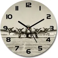 Tulup Wanduhr aus Glas 30fi Glasbild Glasuhr Gehärtetes Glas - schwarze-zeiger - An old bomber