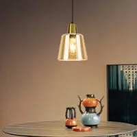 ZMH Pendelleuchte Esstisch Hängelampe Wohnzimmer Esstischlampe Glas E27 Hängeleuchte Schlafzimmer 1 Flammig Pendellampe Vintage Retro Esszimmerlampe Transparent für Küche Hotel(ohne Leuchtmittel)