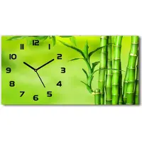 Tulup Wanduhr aus Glas – 60x30 cm - Glasbild - Glasuhr - Gehärtetes Glas - schwarze-zeiger - Bambus