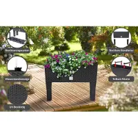 B2X Hochbeetkasten, Anthrazit, 60 x 25 x 46 cm, Rattan-Design