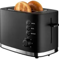 Zelurxx Toaster 2 scheiben aus Edelstahl, Schwarz, 1,5Zoll Langschlitz, Auftauen, Aufwärm, 6 Broteinstellungen, Abnehmbar, für Brot, Bagel, Frühstück