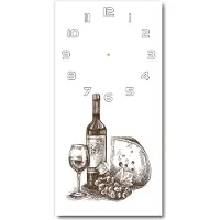 Tulup Wanduhr aus Glas – 30x60 cm - Glasbild - Glasuhr - Gehärtetes Glas -Wein und Snacks