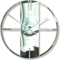 FLEXISTYLE Metallwanduhr Silber Unique für Wohnzimmer, Schlafzimmer, Büro, 50 cm Durchmesser, modernes Design