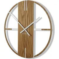 FLEXISTYLE Metallwanduhr Eiche Unique für Wohnzimmer, Schlafzimmer, Büro, 50 cm Durchmesser, modernes Design