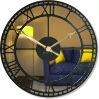 FLEXISTYLE Wanduhr aus Metall mit Spiegeloberfläche für Wohnzimmer, Schlafzimmer, Büro, 50 cm Durchmesser, modernes Design
