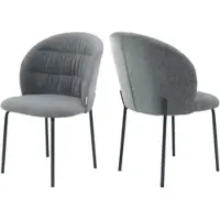 Tom Tailor 4-Fußstuhl HOME "LEAF CHAIR", concrete grau, schwarz, schwarz, dwi 89 concrete grau, B:51cm H:83cm T:59cm, Metall, Stoff, Stühle, 4-Fußstuhl, 4-Fußgestell, Raffung in der Rückenlehne