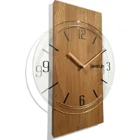 FLEXISTYLE Wanduhr groß Geometrisch 40cm ohne tickgeräusche Holz holzoptik Wohnzimmer jugendzimmer (Eiche/Transparent)