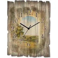 ARTland Holz Wanduhr Quarzuhr - schwarzer Zeiger Zitronenbaum vorm Torbogen II Größe: 30x40 cm