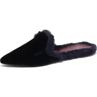 ViCOLO 4455J ciabatta donna blau Samt velluto Öko-Pelz Pantoffel Schuh Frau